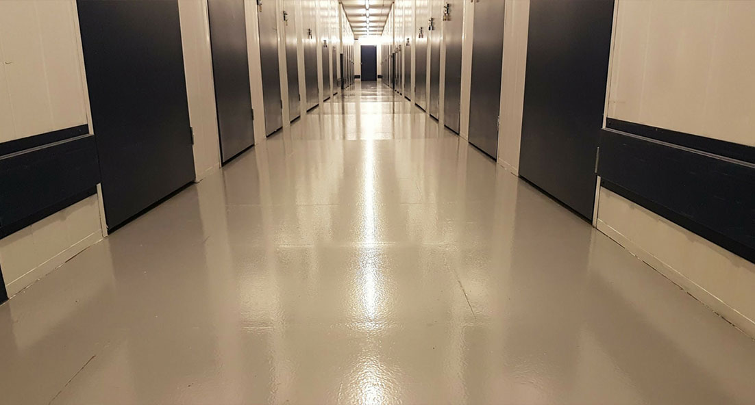indoor hallway with resin floor
