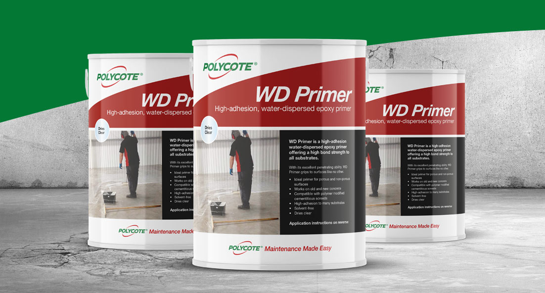 buckets of WD primer on concrete floor