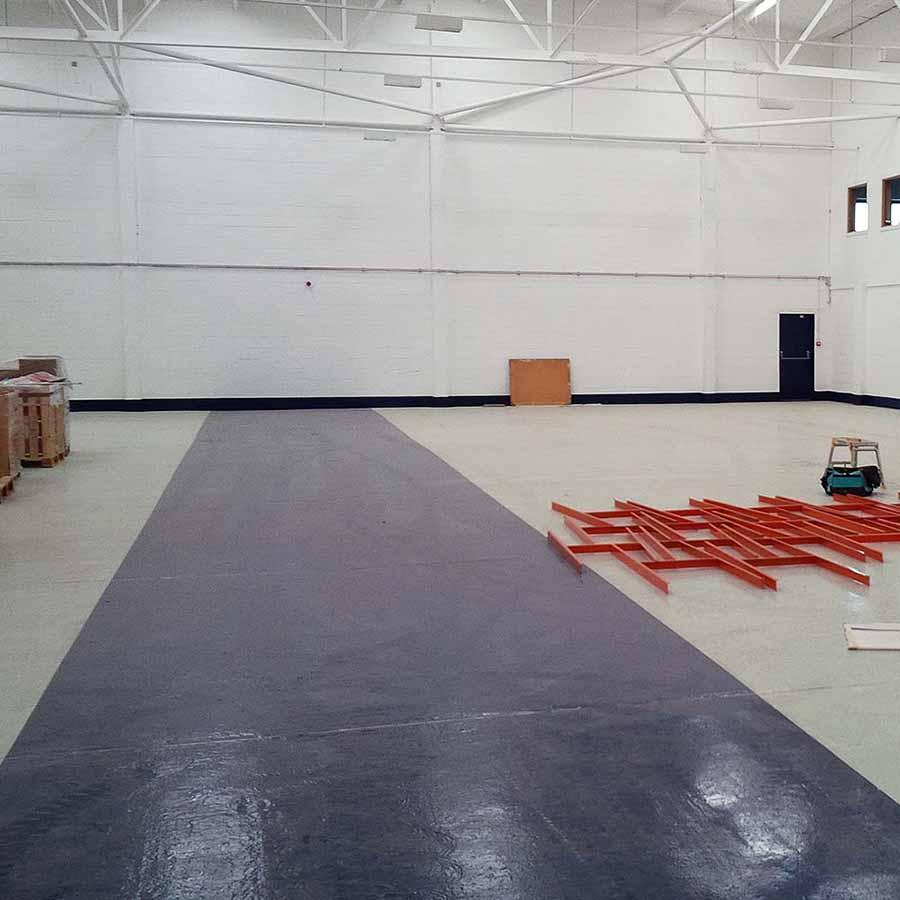 warehouse flooring with black paths