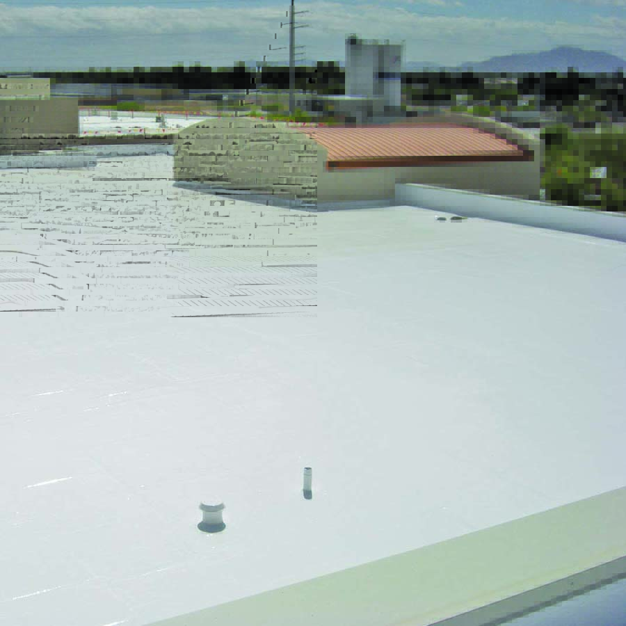 white roof top on commercial building