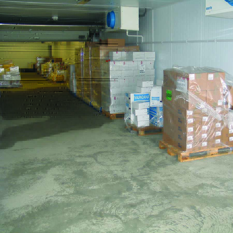 low temperature concrete in a storage room