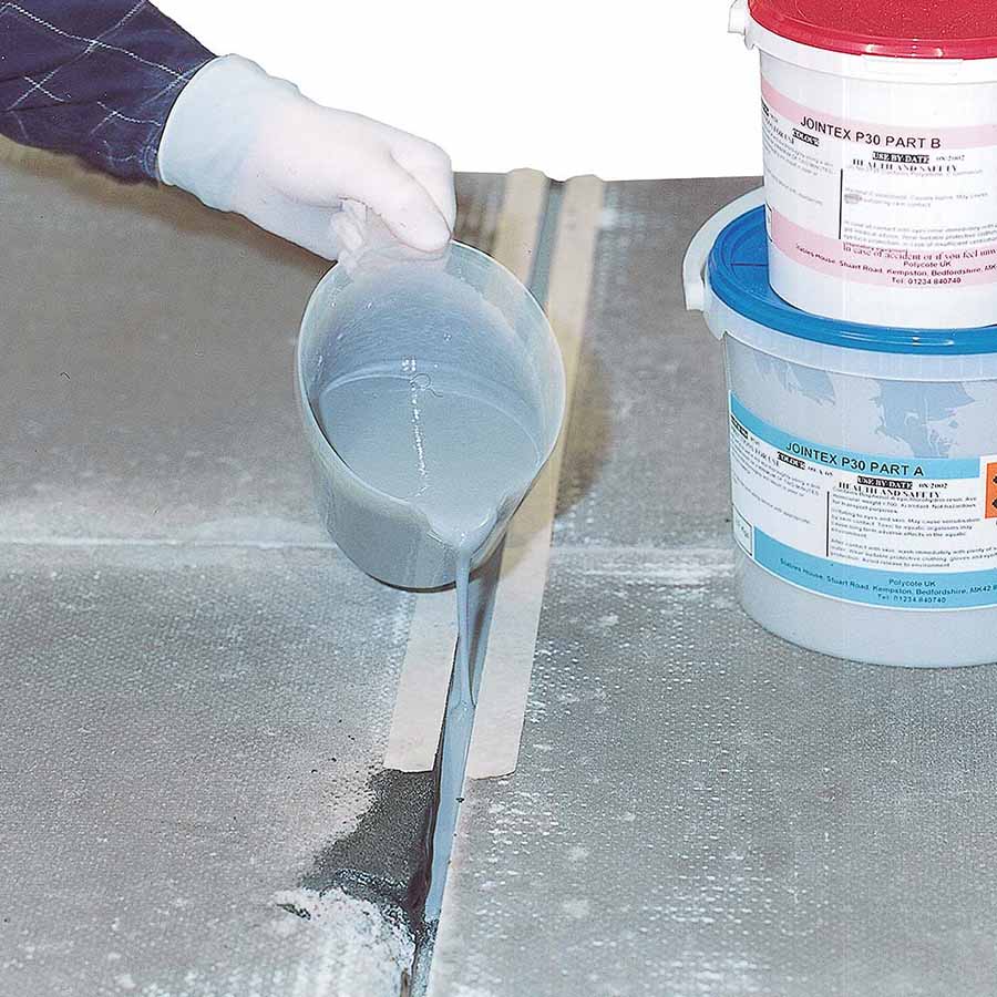 Floor sealant being poured
