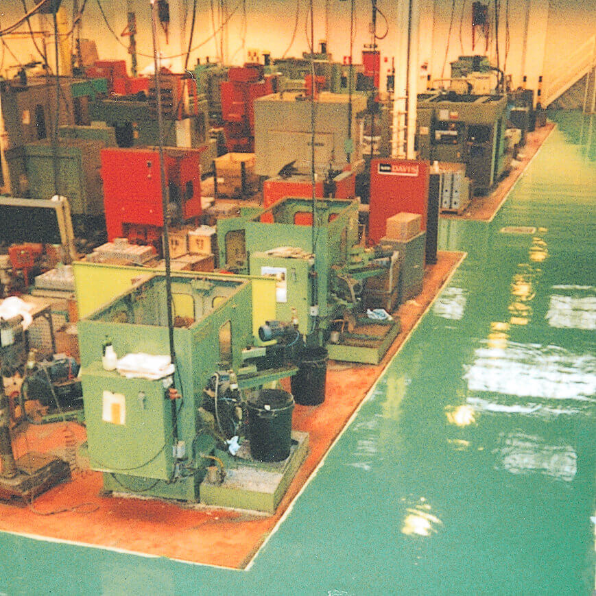 industrial factory with epoxy flooring