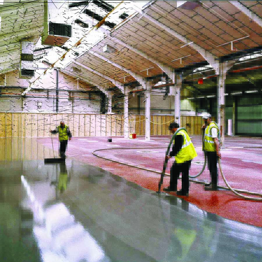 Easi Screed Industrial being applied in a large warehouse