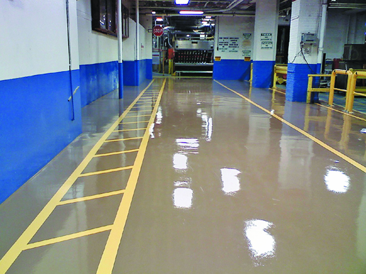 Flortex EP - yellow, blue and grey painted floor