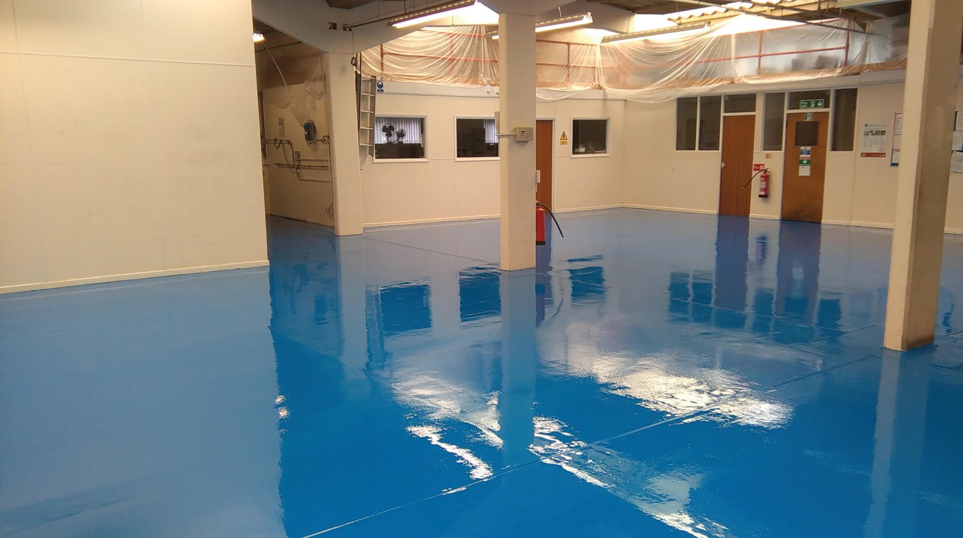 blue flortex in hall