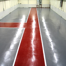 red and grey hallway