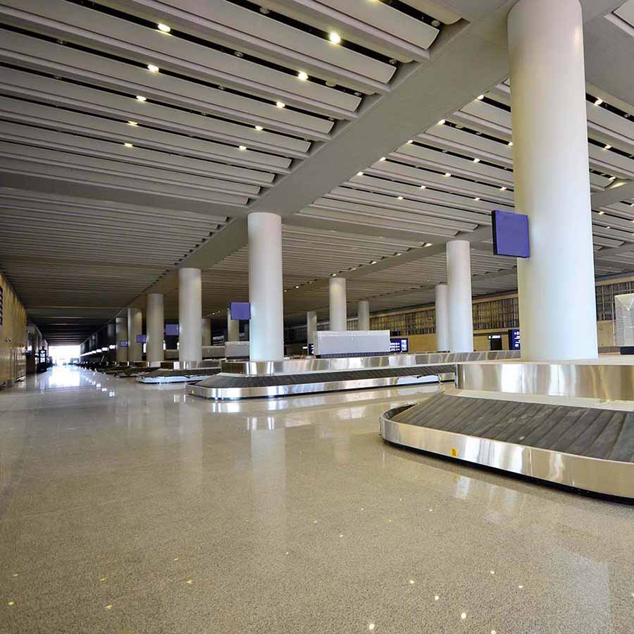 airport with decorative flake epoxy flooring